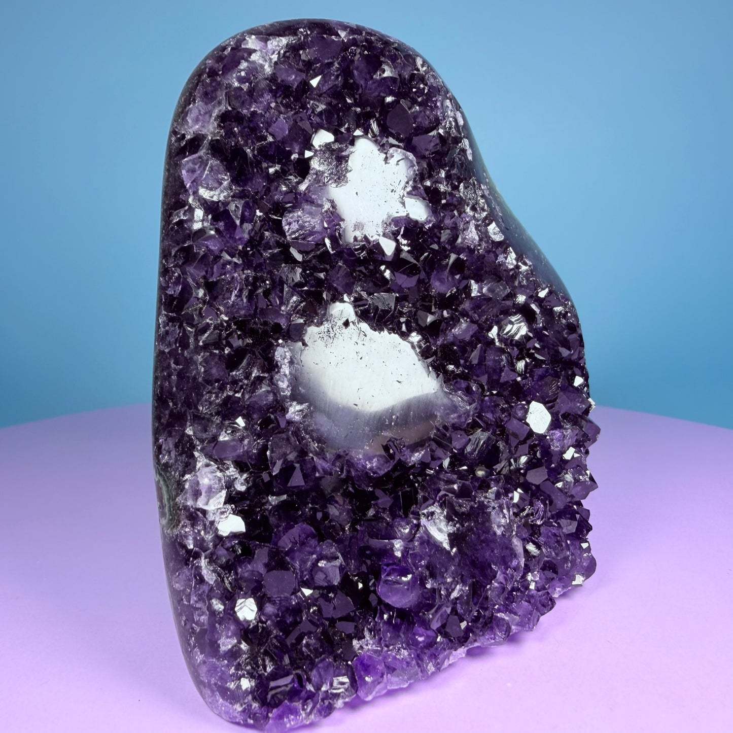 Amethyst Medium Semi-Polished Cluster Freeform with Agate (Video)
