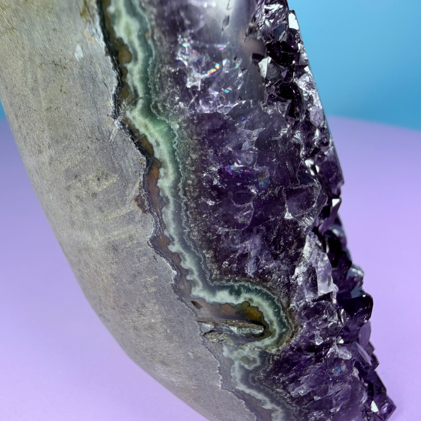 Amethyst Medium Semi-Polished Cluster Freeform with Agate (Video)