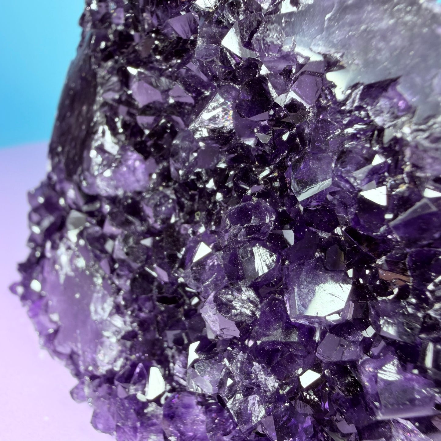 Amethyst Medium Semi-Polished Cluster Freeform with Agate (Video)