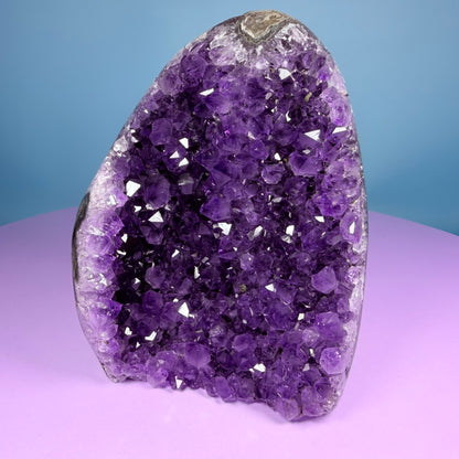 Amethyst Medium Semi-Polished Cluster Freeform with Agate (Video)