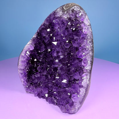 Amethyst Medium Semi-Polished Cluster Freeform with Agate (Video)