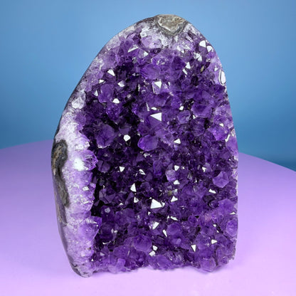 Amethyst Medium Semi-Polished Cluster Freeform with Agate (Video)