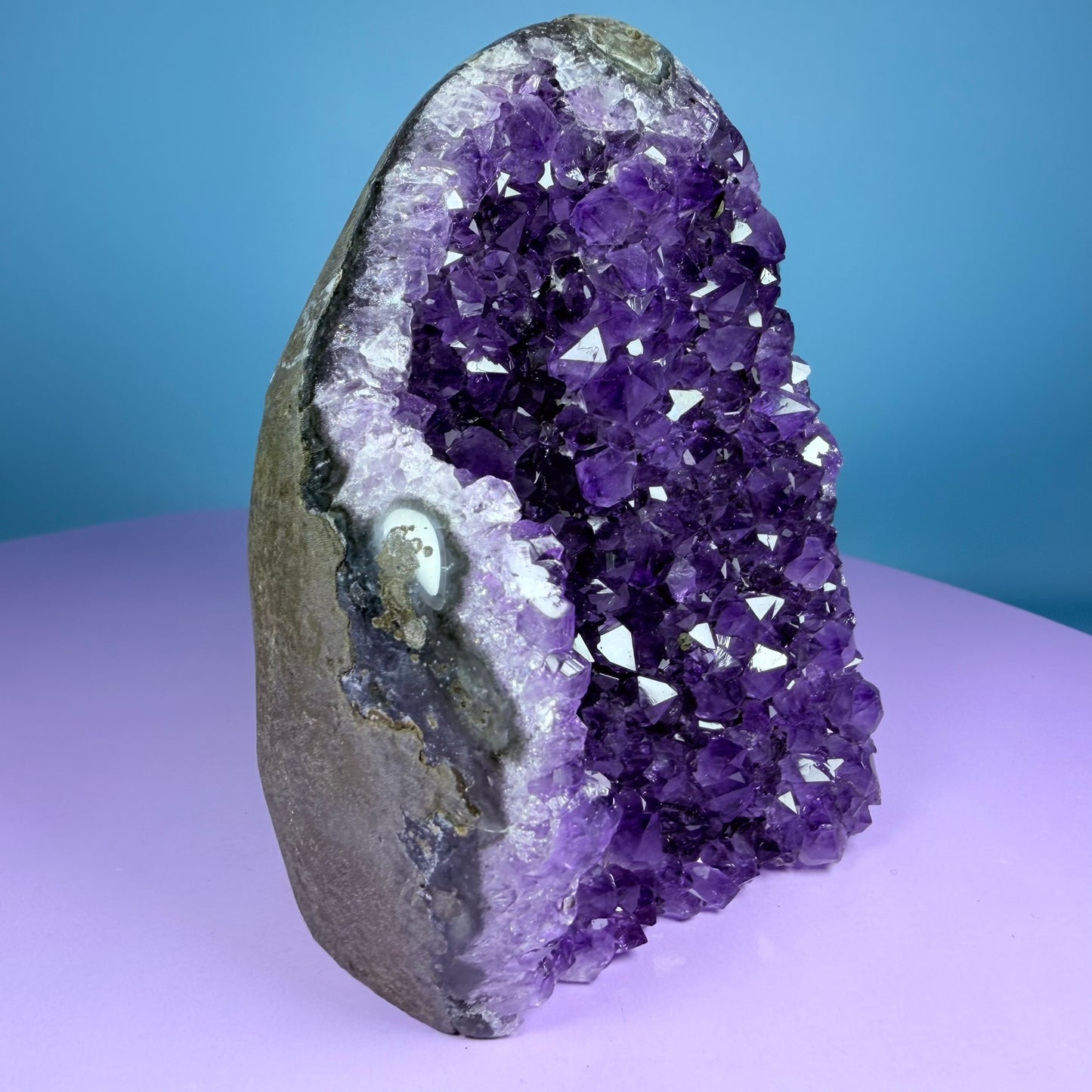 Amethyst Medium Semi-Polished Cluster Freeform with Agate (Video)