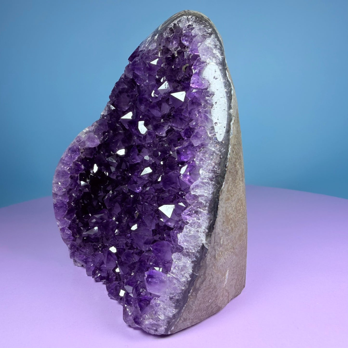Amethyst Medium Semi-Polished Cluster Freeform with Agate (Video)