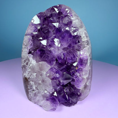 Amethyst Medium Semi-Polished Cluster Freeform with Agate (Video)