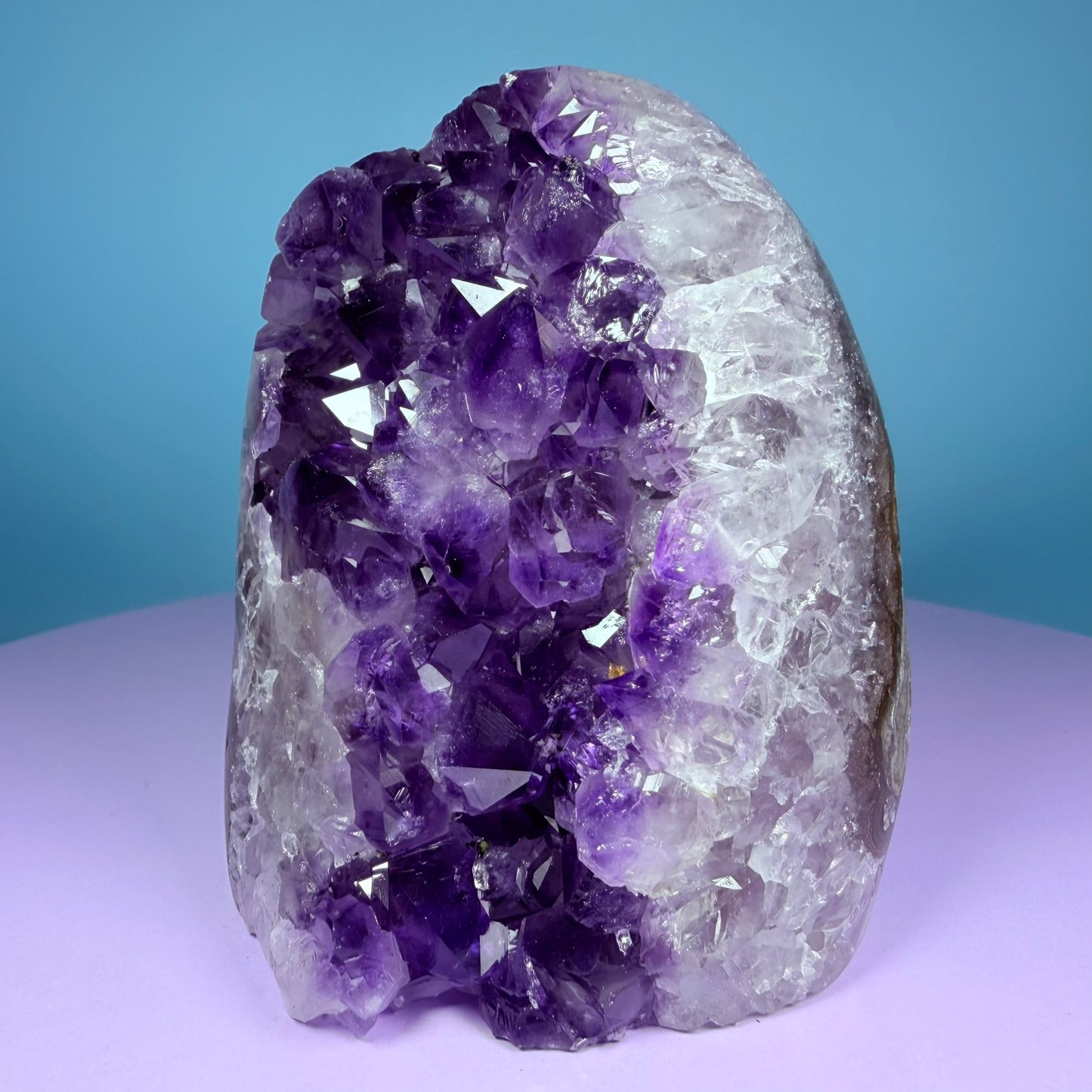 Amethyst Medium Semi-Polished Cluster Freeform with Agate (Video)