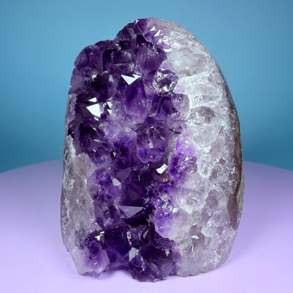 Amethyst Medium Semi-Polished Cluster Freeform with Agate (Video)