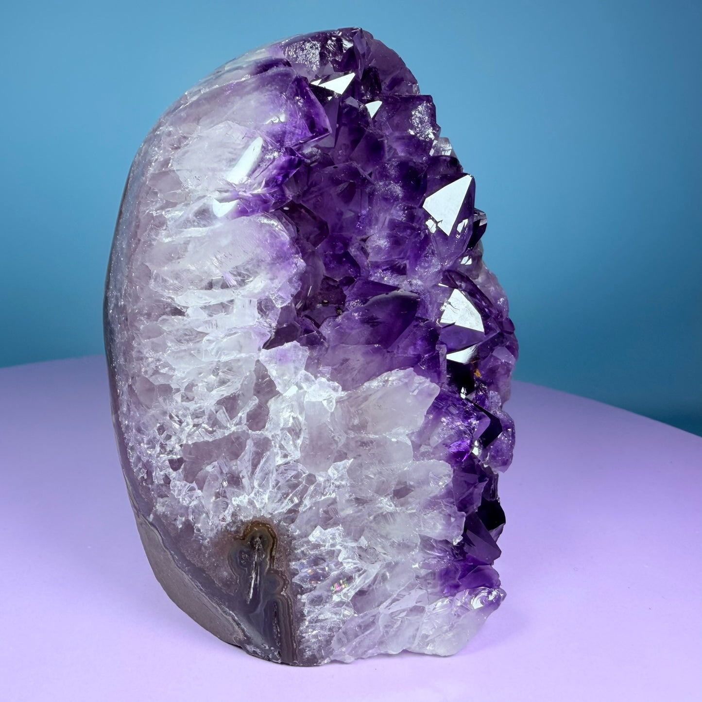 Amethyst Medium Semi-Polished Cluster Freeform with Agate (Video)