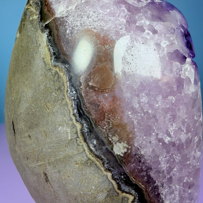 Amethyst Medium Semi-Polished Cluster Freeform with Agate (Video)