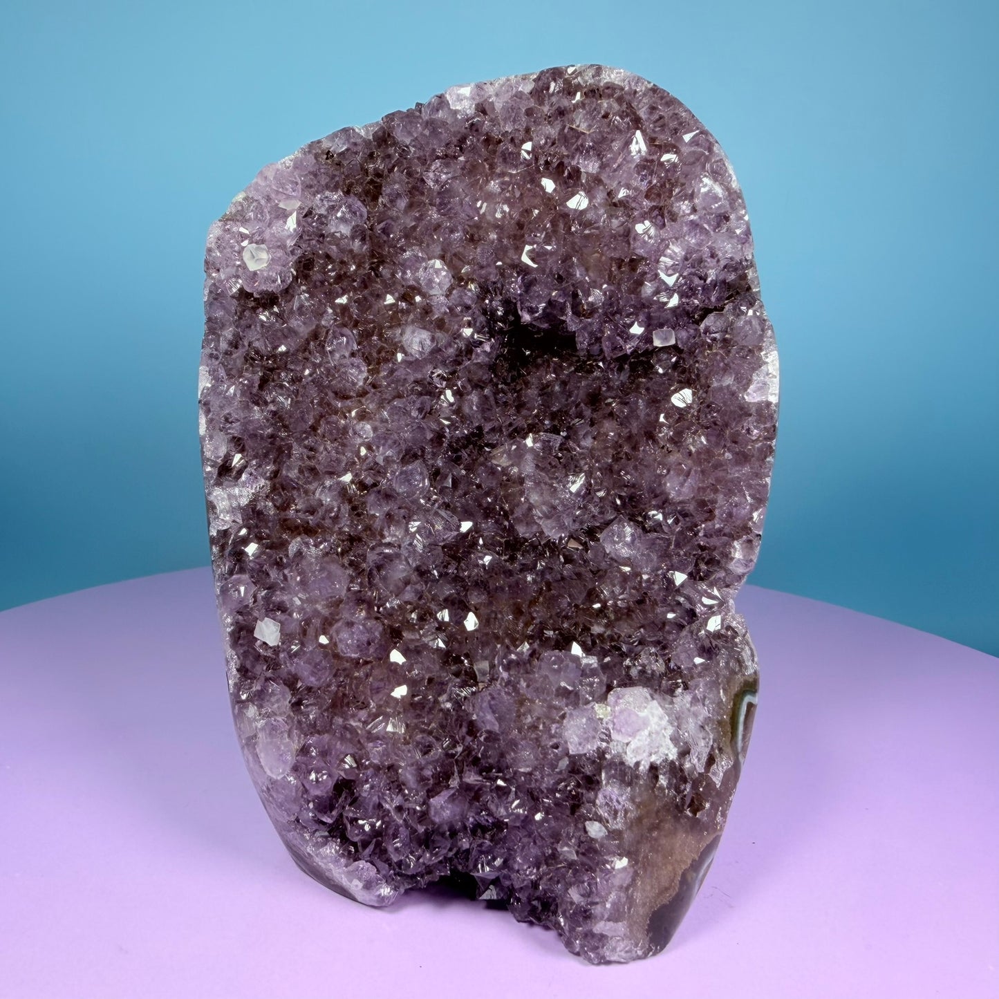 Amethyst Medium Semi-Polished Cluster Freeform with Agate (Video)