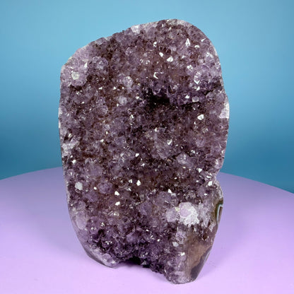 Amethyst Medium Semi-Polished Cluster Freeform with Agate (Video)