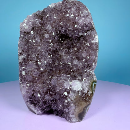 Amethyst Medium Semi-Polished Cluster Freeform with Agate (Video)