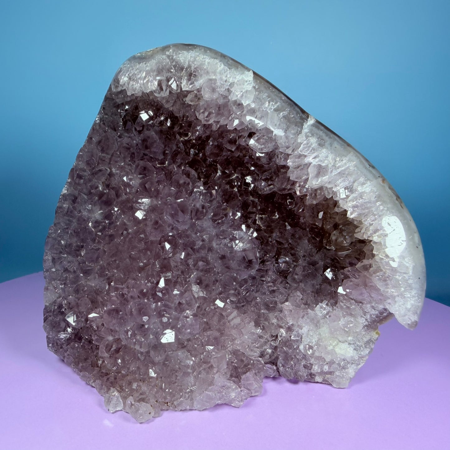Amethyst Large Semi-Polished Cluster Freeform with Agate (Video)