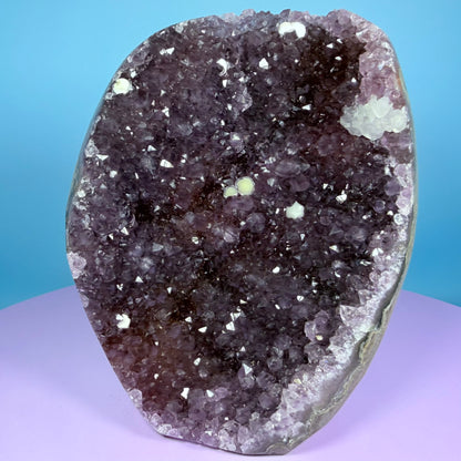 Amethyst Large Semi-Polished Cluster Freeform with Agate and Calcite (Video)