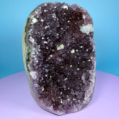 Amethyst Large Semi-Polished Cluster Freeform with Agate and Calcite (Video)