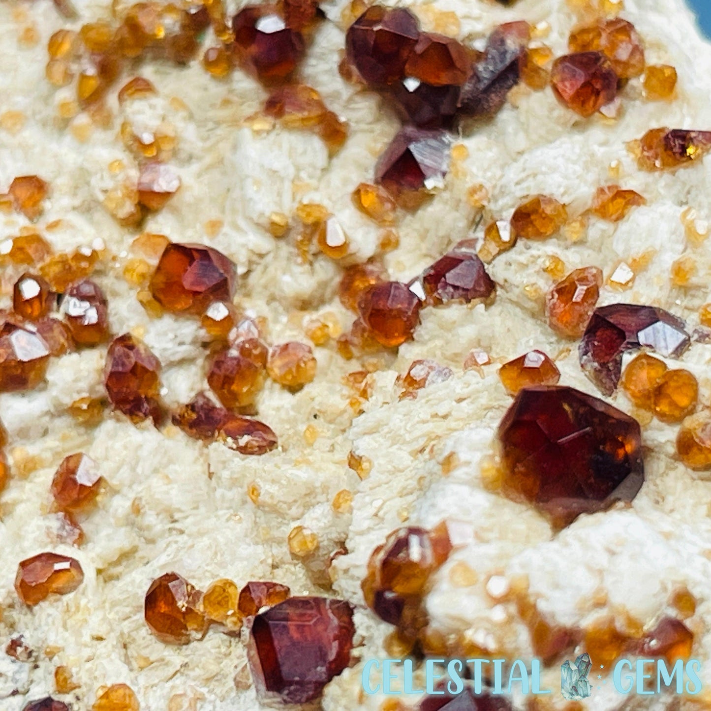 Spessartine Garnet Crystals on Albite Small Specimen in Box