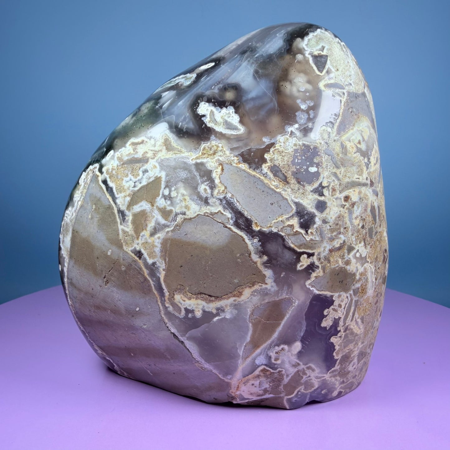 Amethyst Large Semi-Polished Cluster Freeform with Agate and Calcite (Video)