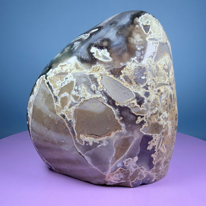 Amethyst Large Semi-Polished Cluster Freeform with Agate and Calcite (Video)