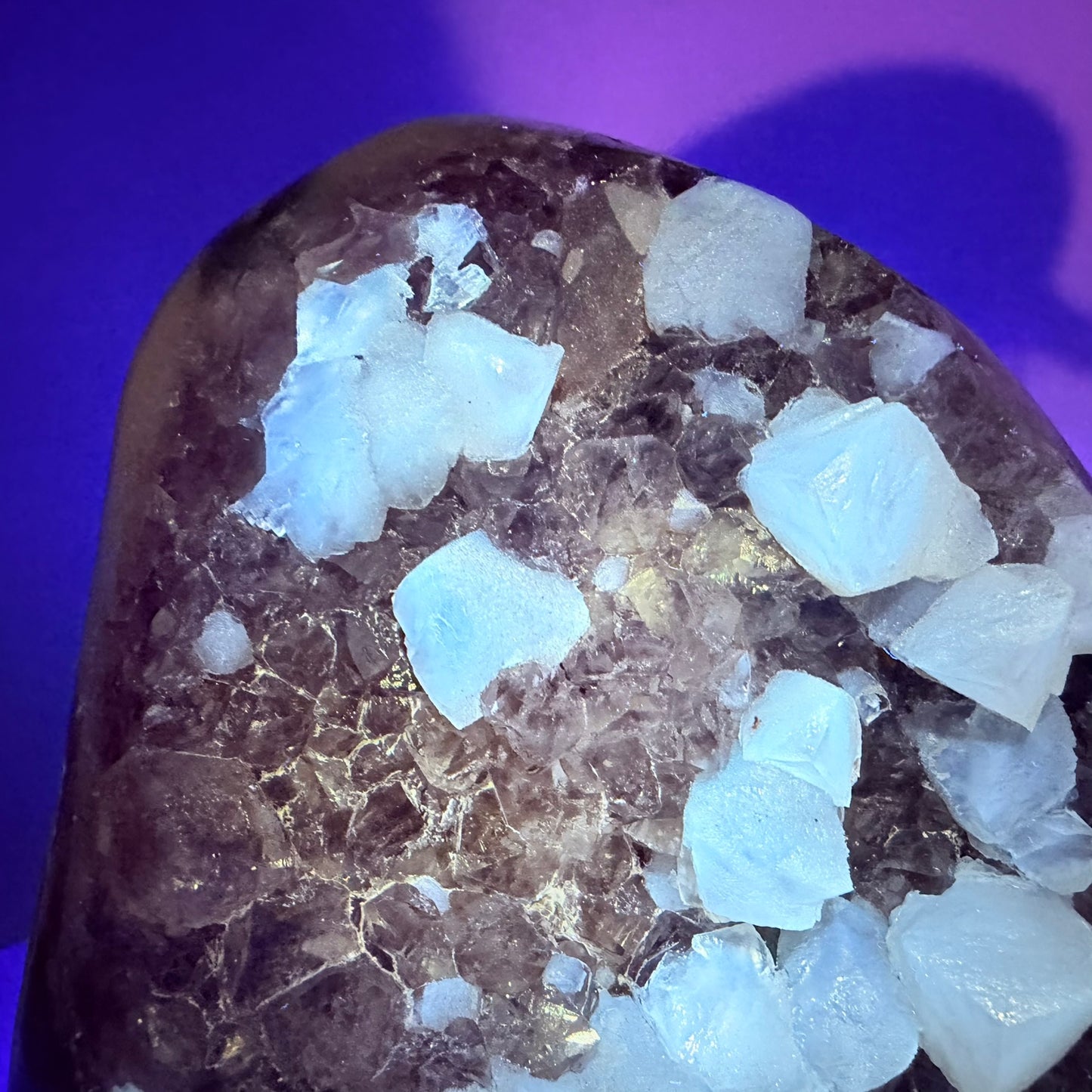 Amethyst Large Semi-Polished Cluster Freeform with Agate and Calcite (Video)