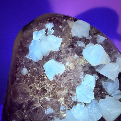 Amethyst Large Semi-Polished Cluster Freeform with Agate and Calcite (Video)