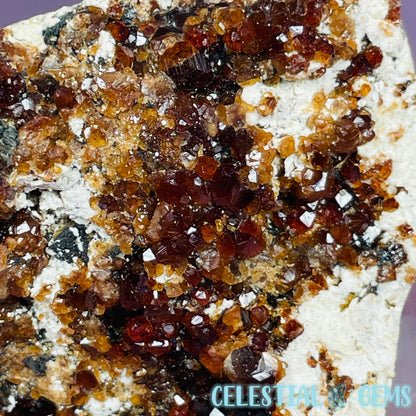 Spessartine Garnet Crystals on Albite Medium Specimen in Box