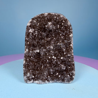 Black Amethyst Mini Semi-Polished Cluster Freeform with Agate (Video)