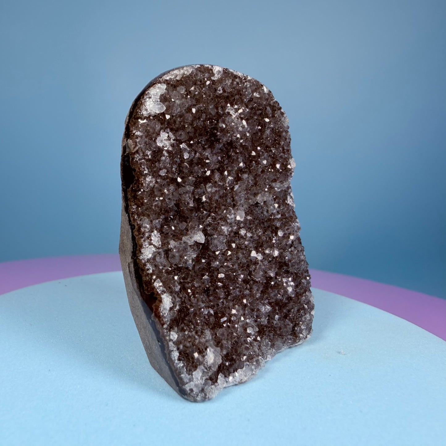Black Amethyst Mini Semi-Polished Cluster Freeform with Agate (Video)