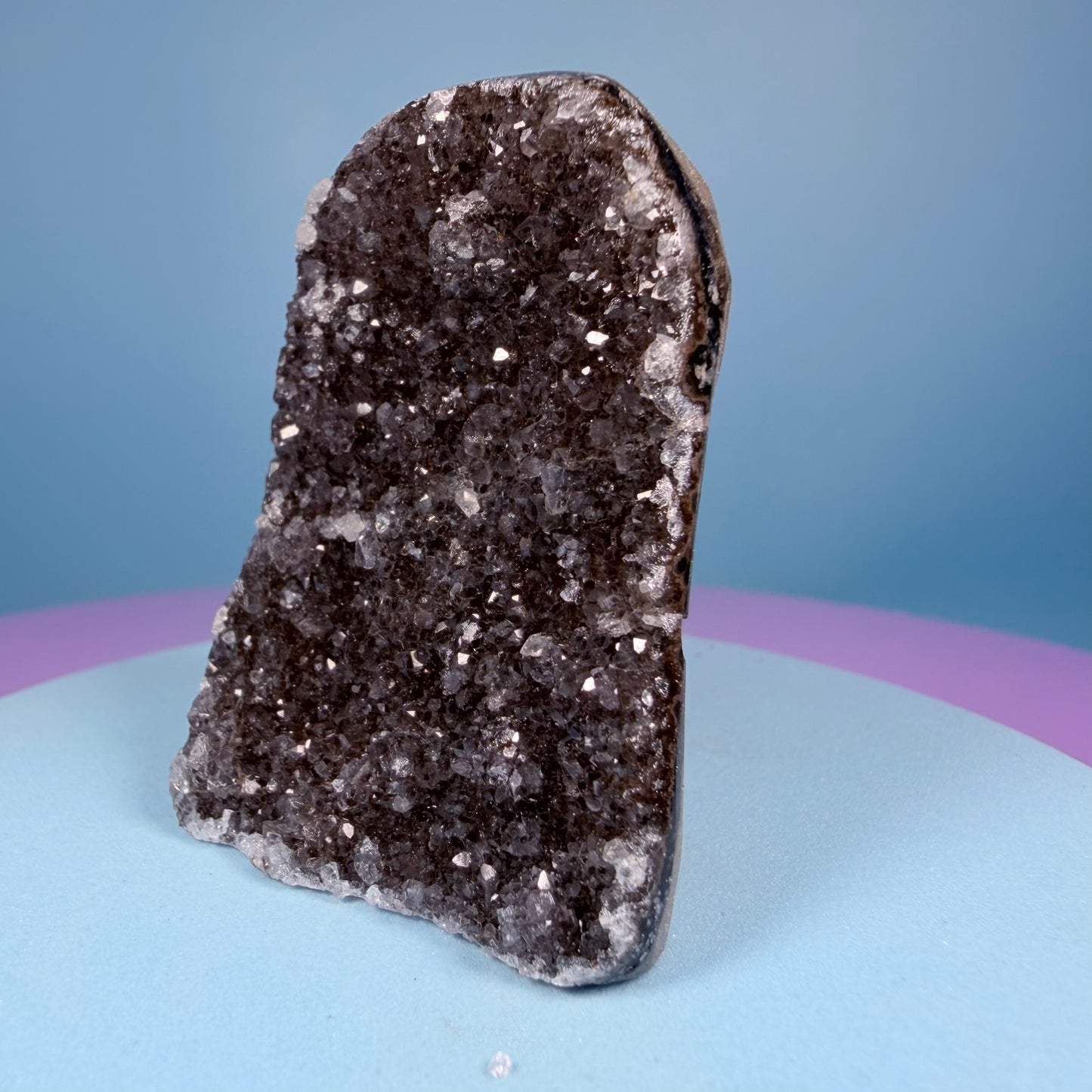 Black Amethyst Mini Semi-Polished Cluster Freeform with Agate (Video)