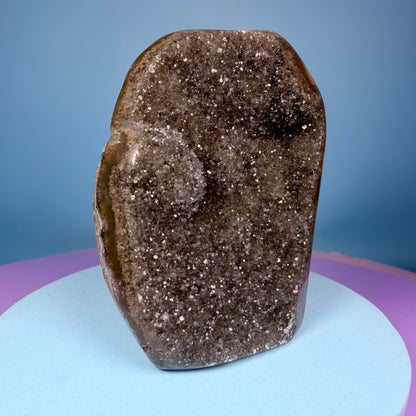 Black Amethyst Small Semi-Polished Cluster Freeform with Agate (Video)