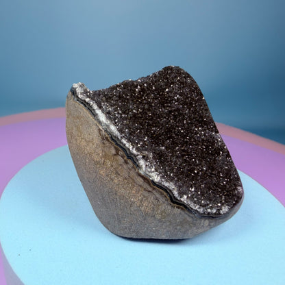 Black Amethyst Small Semi-Polished Cluster Freeform with Agate (Video)