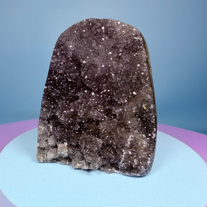 Black Amethyst Small Semi-Polished Cluster Freeform with Agate (Video)
