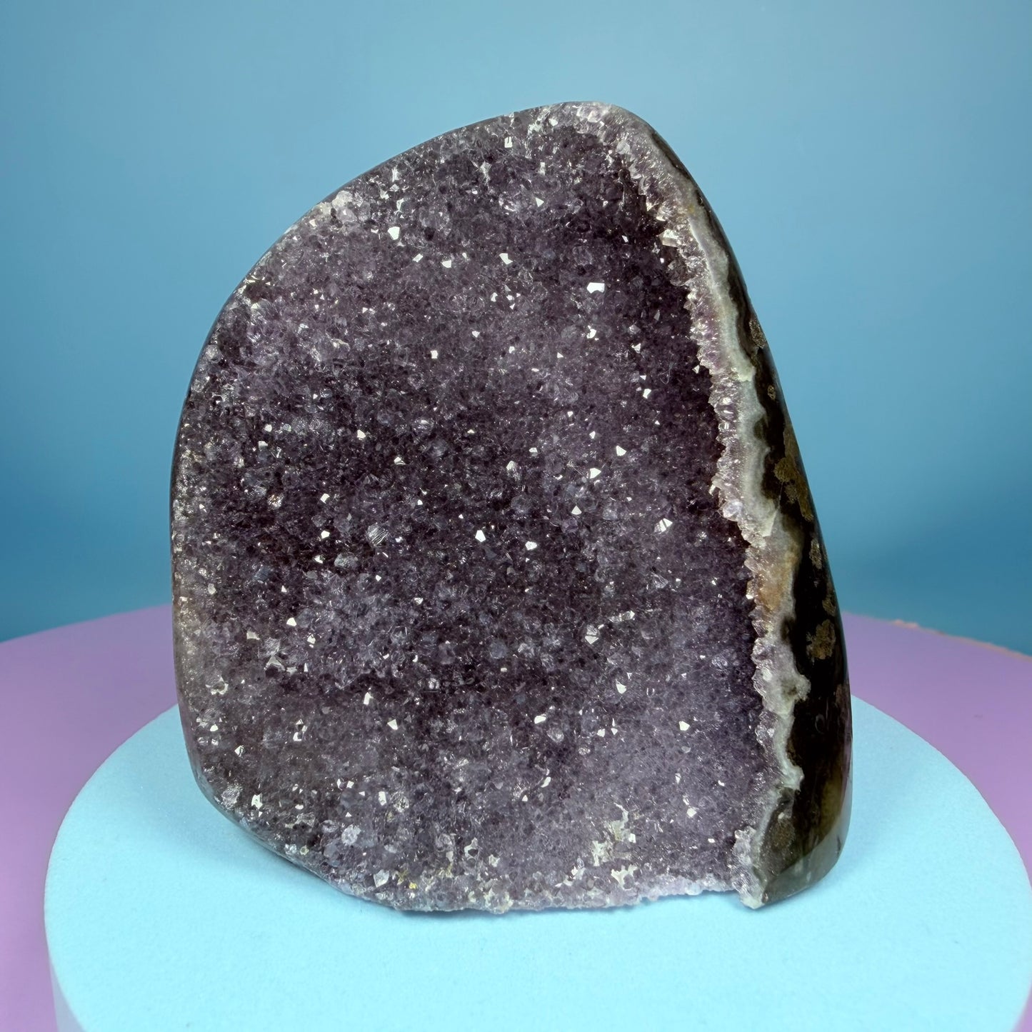Amethyst Small Semi-Polished Cluster Freeform with Agate (Video)
