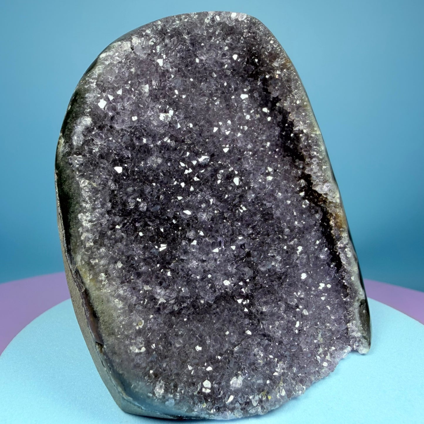 Amethyst Small Semi-Polished Cluster Freeform with Agate (Video)