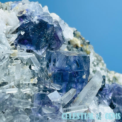 VERY RARE Inner Mongolia Colour-Zoned Fluorite with Jamesonite + Quartz Medium Cluster Specimen