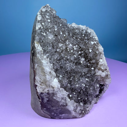 Black Amethyst Small Semi-Polished Cluster Freeform with Agate (Video)