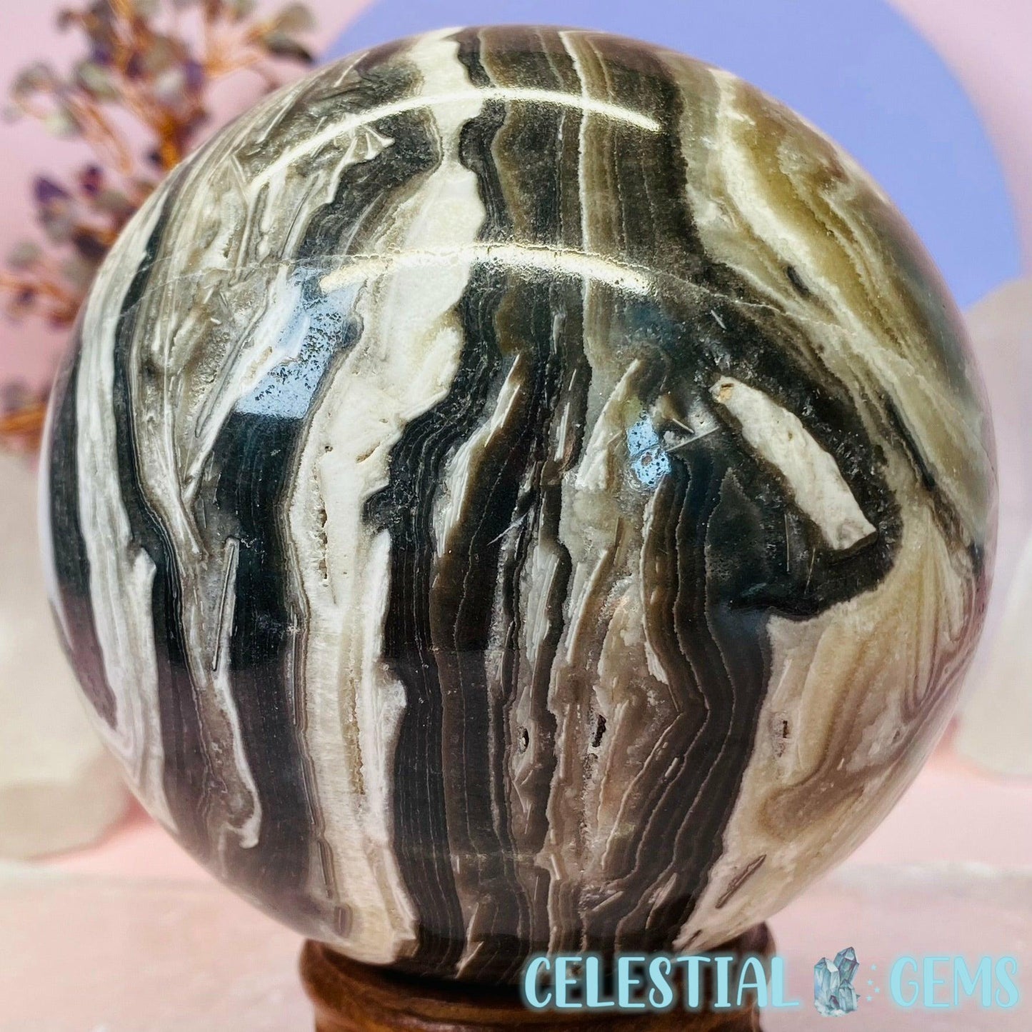 Zebra Calcite Large Sphere