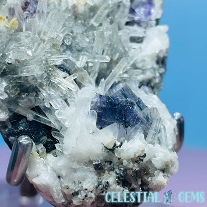 VERY RARE Inner Mongolia Colour-Zoned Fluorite with Jamesonite + Quartz Medium Cluster Specimen