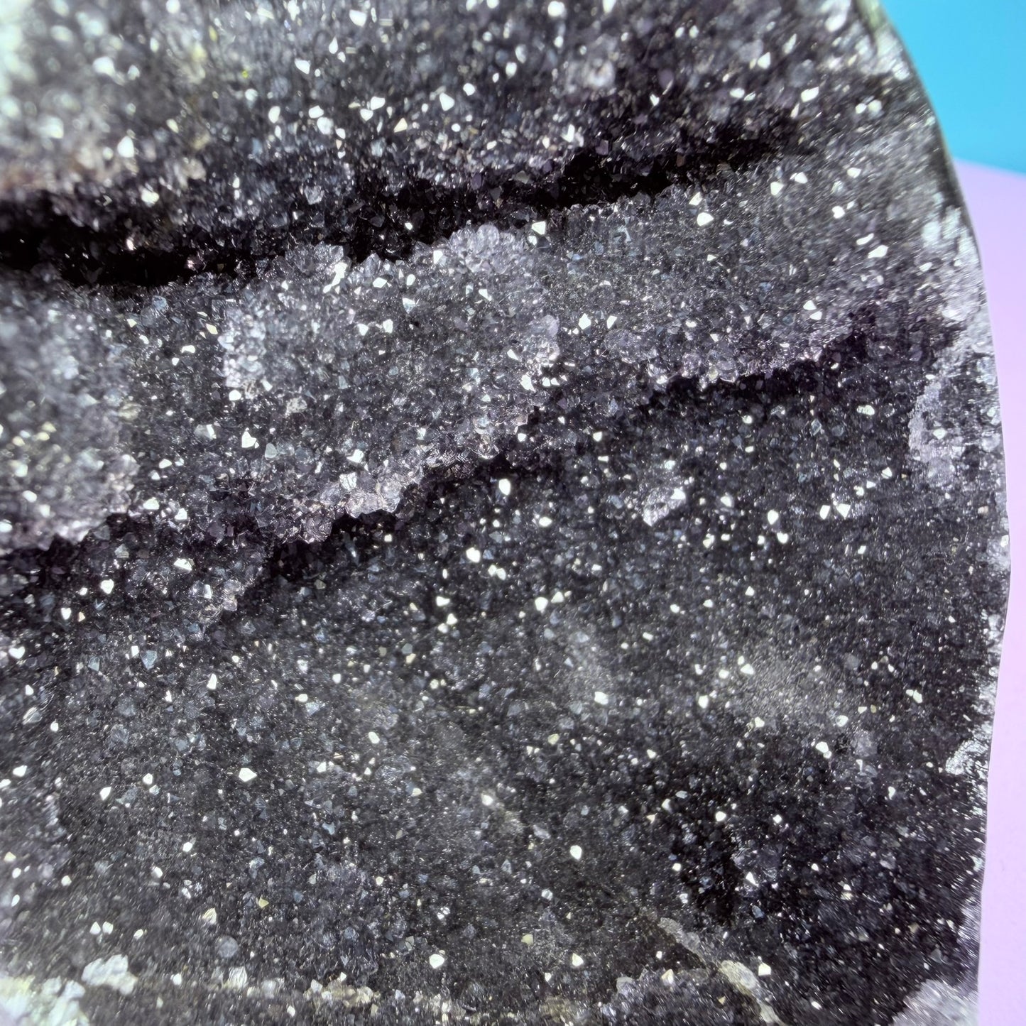 Black Amethyst Small Semi-Polished Cluster Freeform with Agate (Video)