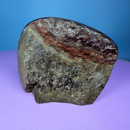 Black Amethyst Small Semi-Polished Cluster Freeform with Agate (Video)