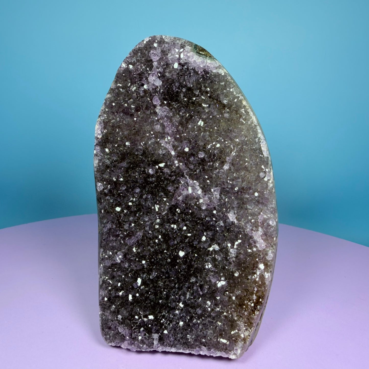 Amethyst Medium Semi-Polished Cluster Freeform with Agate (Video)