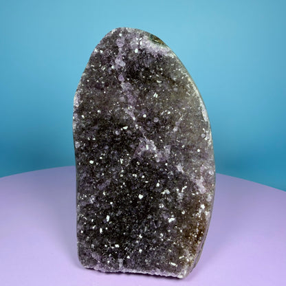 Amethyst Medium Semi-Polished Cluster Freeform with Agate (Video)