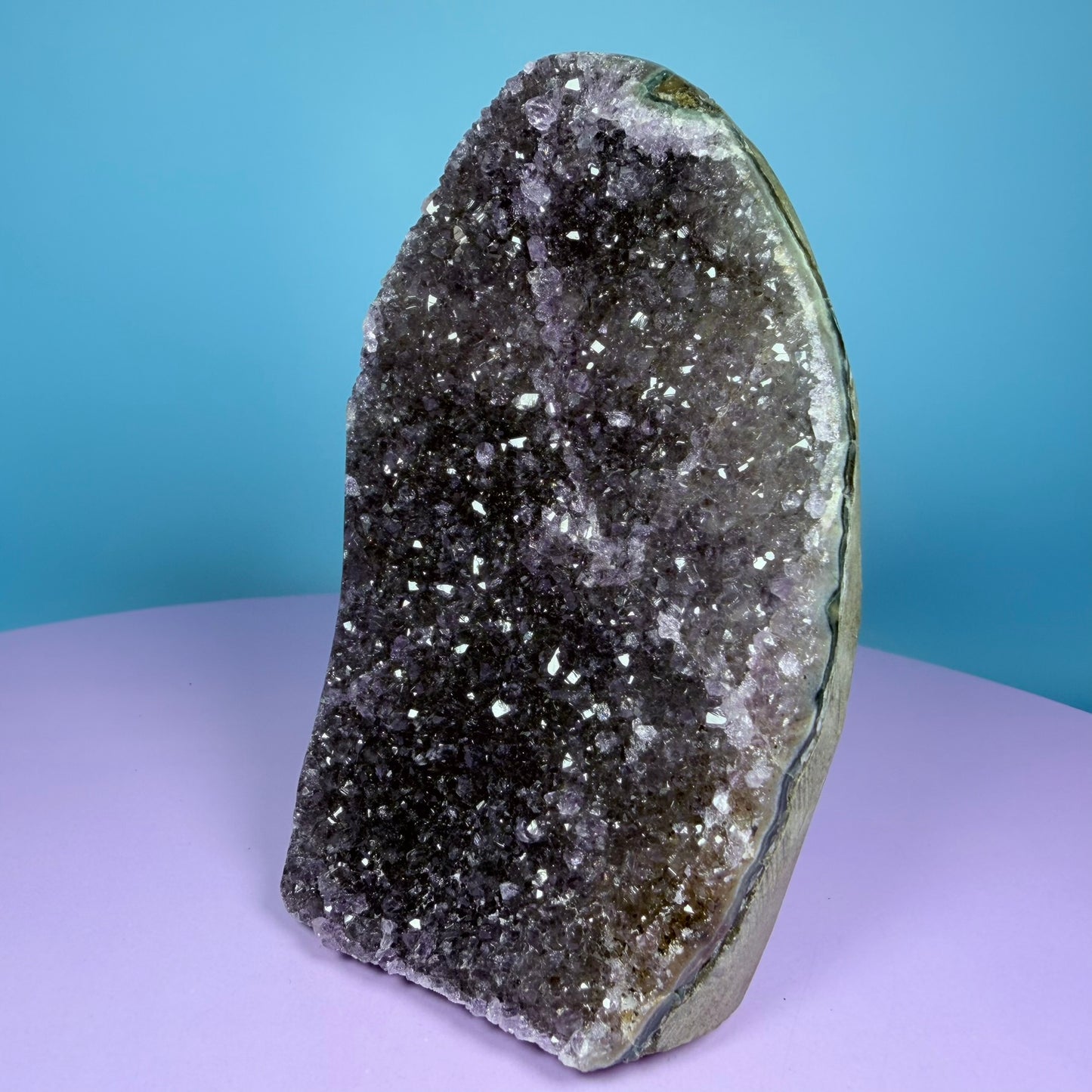 Amethyst Medium Semi-Polished Cluster Freeform with Agate (Video)