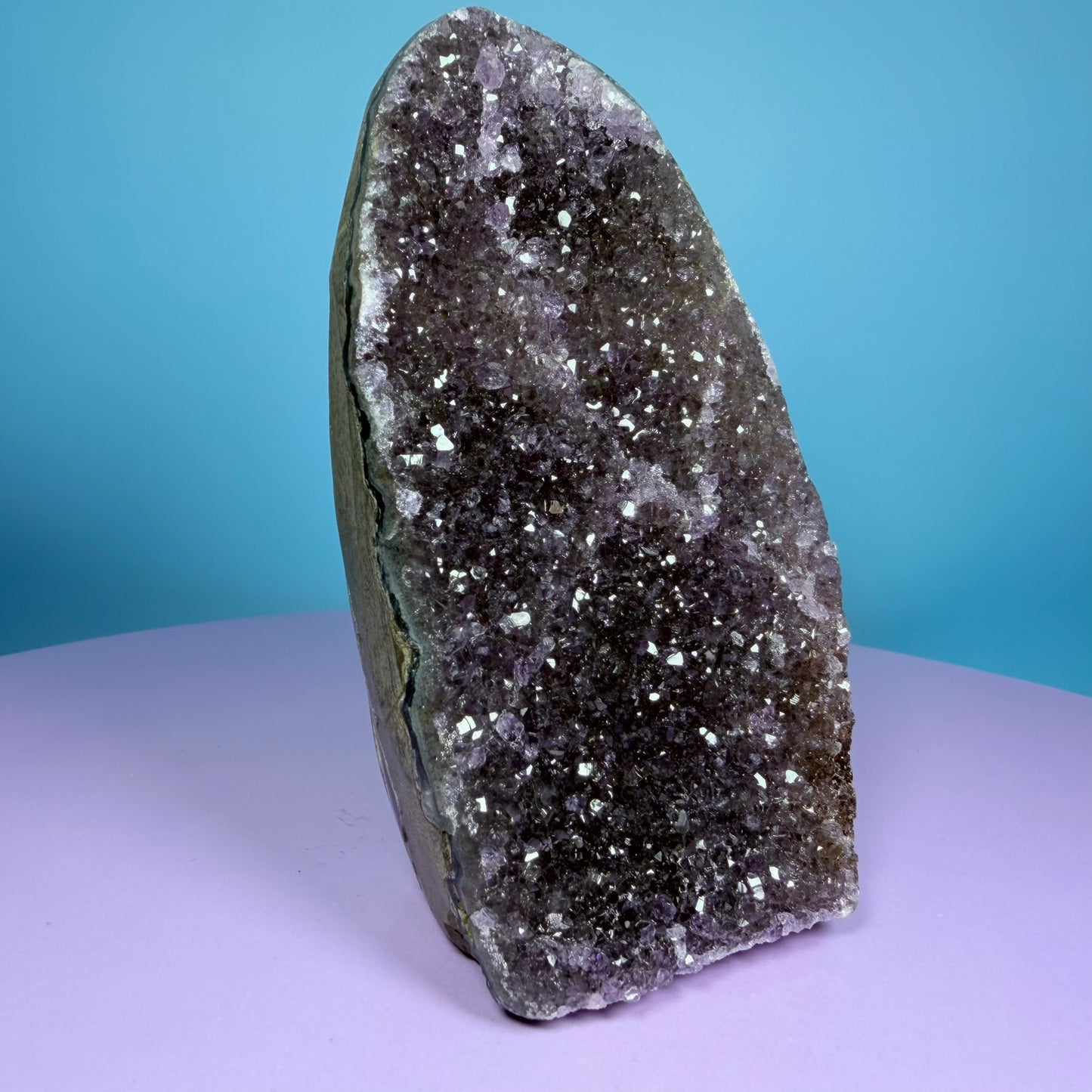 Amethyst Medium Semi-Polished Cluster Freeform with Agate (Video)