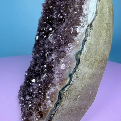Amethyst Medium Semi-Polished Cluster Freeform with Agate (Video)