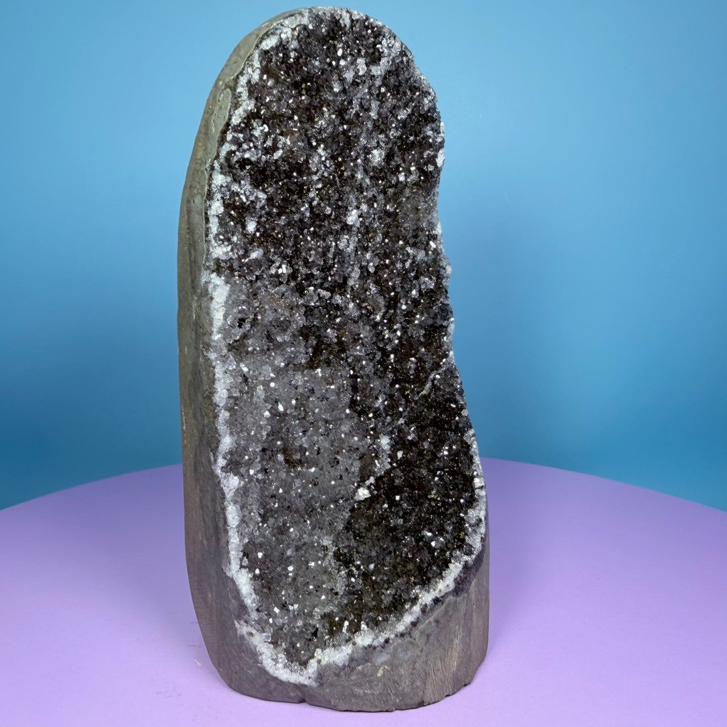 Black Amethyst Medium Semi-Polished Cluster Freeform with Agate (Video)