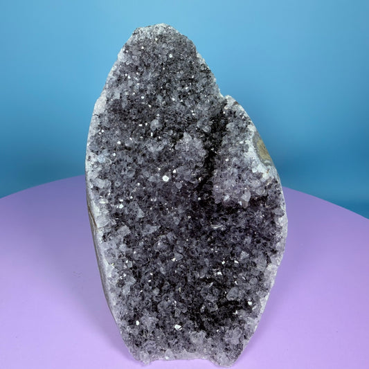 Amethyst Medium Semi-Polished Cluster Freeform with Agate (Video)