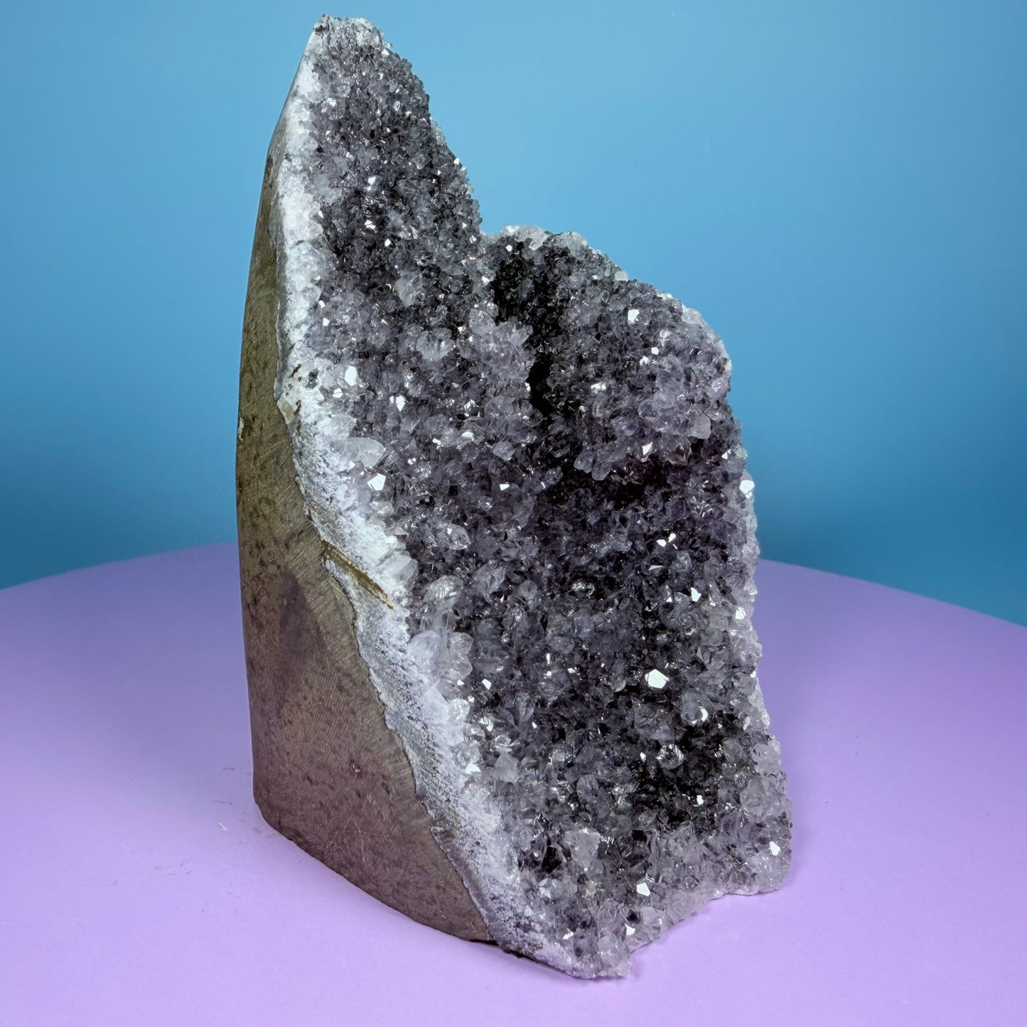 Amethyst Medium Semi-Polished Cluster Freeform with Agate (Video)