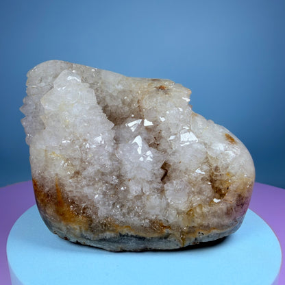 Sugar Quartz Small Semi-Polished Cluster Freeform with Agate (Video)