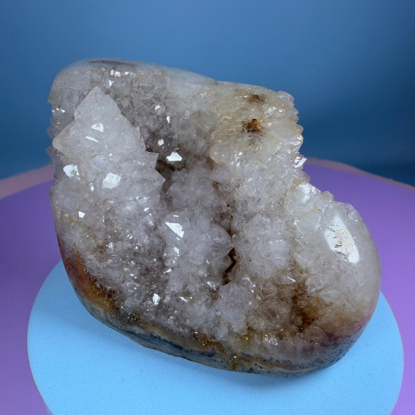 Sugar Quartz Small Semi-Polished Cluster Freeform with Agate (Video)