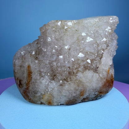 Sugar Quartz Small Semi-Polished Cluster Freeform with Agate (Video)